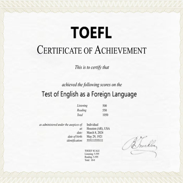 TOEFL CERTIFICATES ONLINE